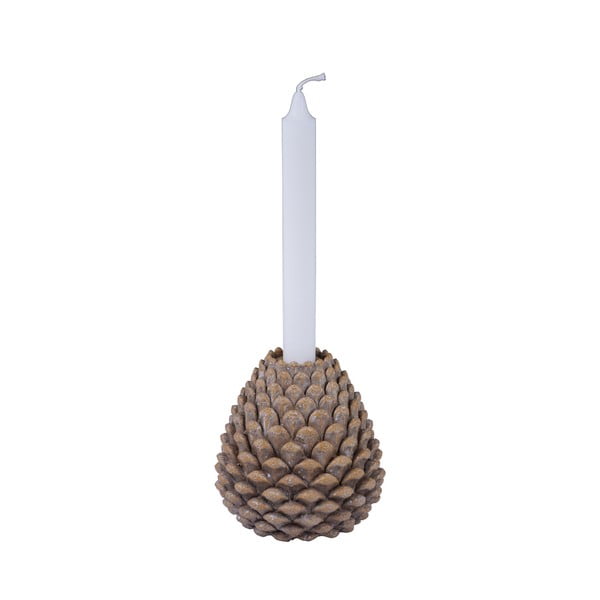 Rjav svečnik v obliki borovega stožca Ego Dekor, višina 12 cm