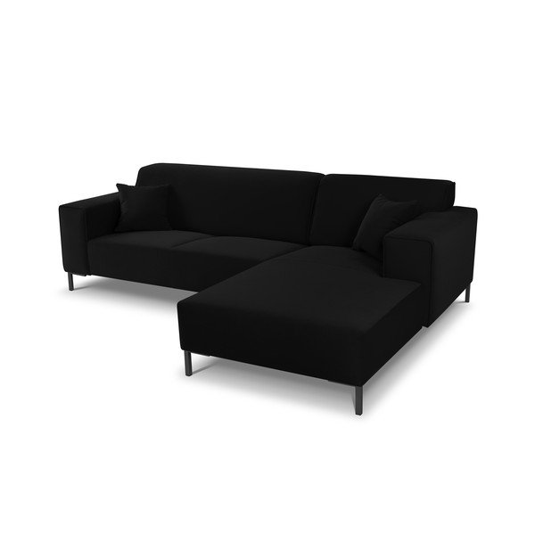 Črna žametna kotna sedežna garnitura Cosmopolitan Design Siena, desni kot-image-4