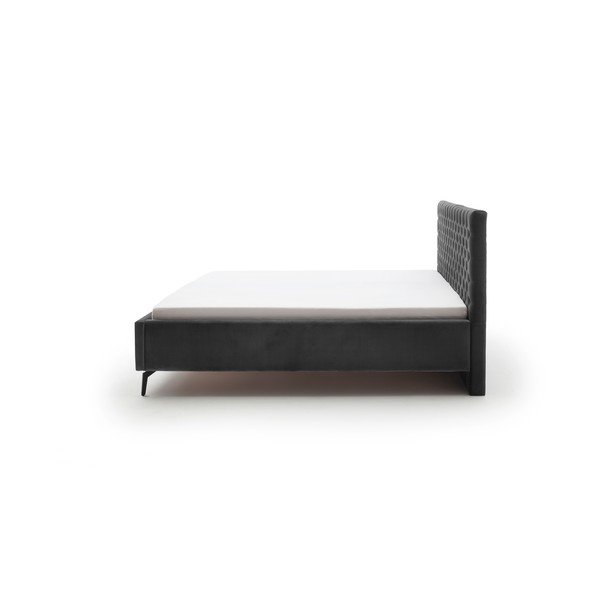 Temno siva oblazinjena zakonska postelja s prostorom za shranjevanje z letvenim dnom 160x200 cm La Maison – Meise Möbel-image-3