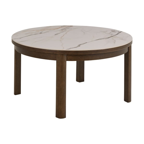 Bež-temno rjava okrogla klubska mizica s keramično ploščo ø 90 cm Southampton – Actona