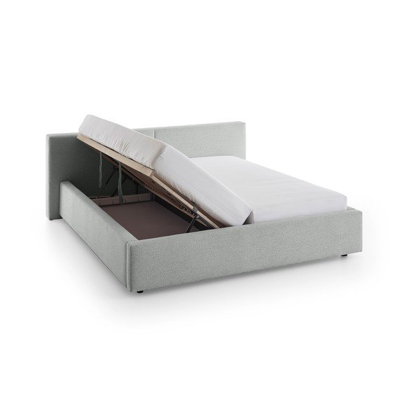 Siva oblazinjena zakonska postelja s prostorom za shranjevanje z letvenim dnom 160x200 cm Cube – Meise Möbel-image-4