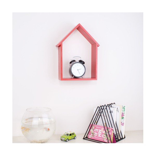 Rdeča lesena stenska polica North Carolina Scandinavian Home Decors House-image-1
