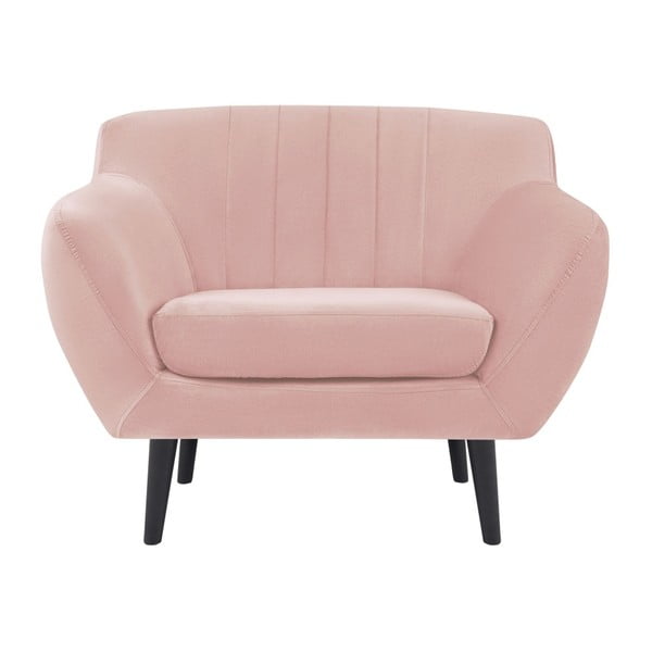 Svetlo roza Mazzini Sofas Toscane fotelj, črne noge
