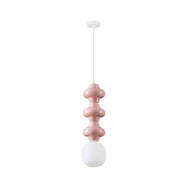 Bela/svetlo rožnata keramična viseča svetilka s steklenim senčilom ø 18 cm Clio – Nova Luce