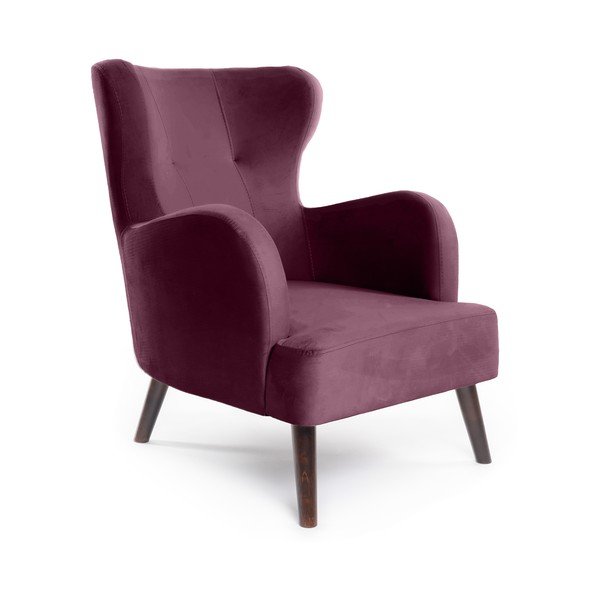 Vijoličen žameten fotelj z naslonom Noemye – Bonami Selection