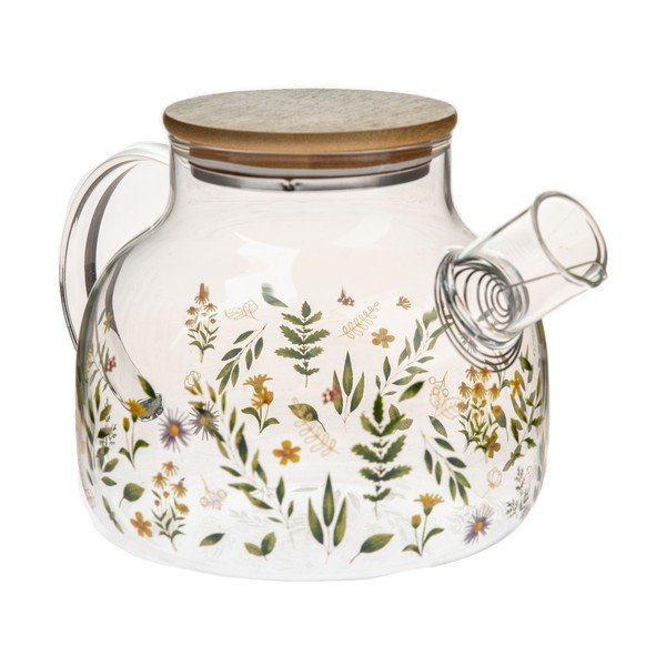 Zelen steklen čajnik 1 l Wildflowers – Dakls