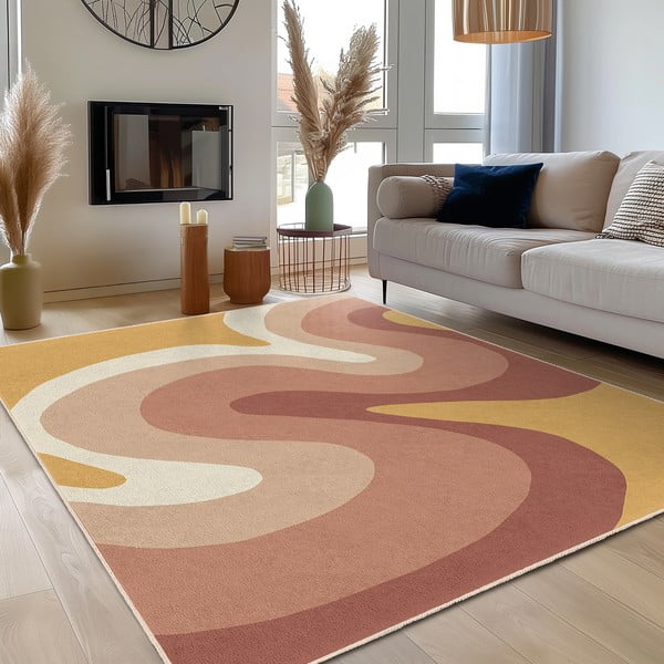 Oker rumen/prašno rožnat pralen tekač 80x200 cm Strawberry Creamsicle – Mila Home-image-3