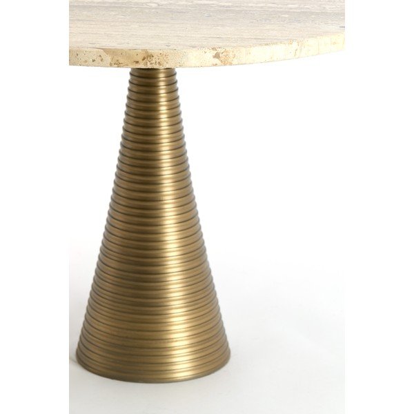 Okrogla klubska mizica s kamnito mizno ploščo v bronasti barvi/v svetli naravni barvi ø 50 cm Bahia – Light & Living-image-3