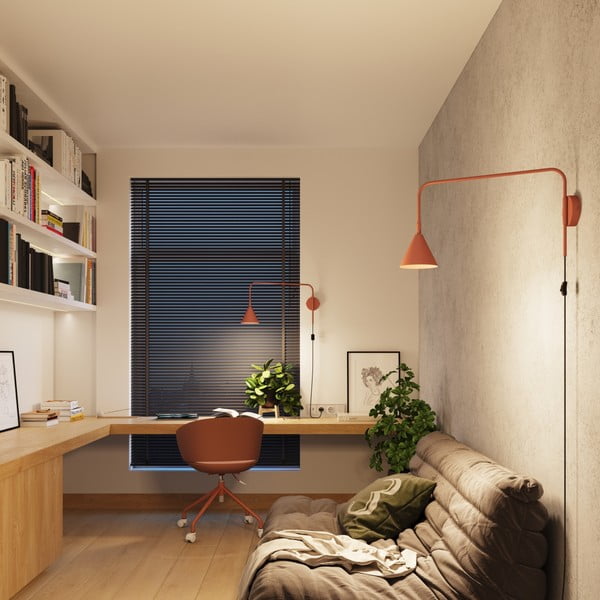 Stenska svetilka z vtikačem v barvi terakote Zylo – Sollux-image-3