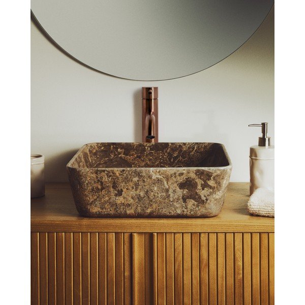 Siv kamnit umivalnik 40x40 cm Darnen – Kave Home-image-1