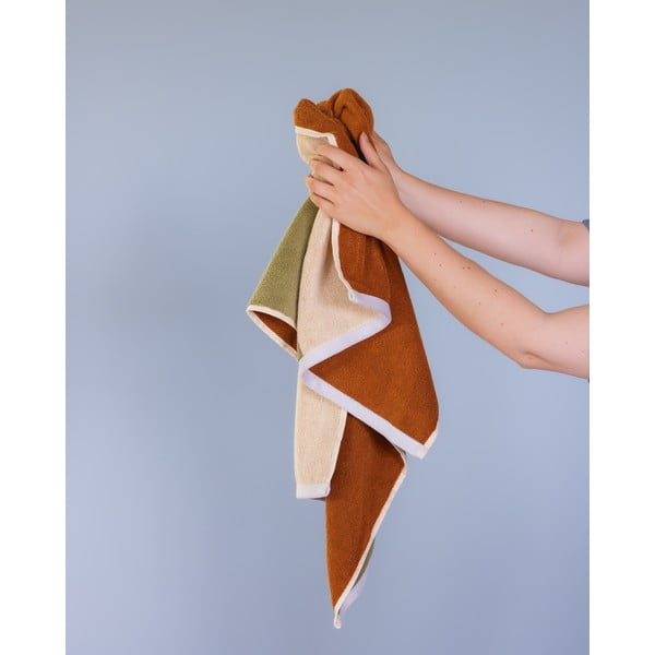 Rjava frotirna bombažna brisača 50x100 cm Block – Hübsch-image-2