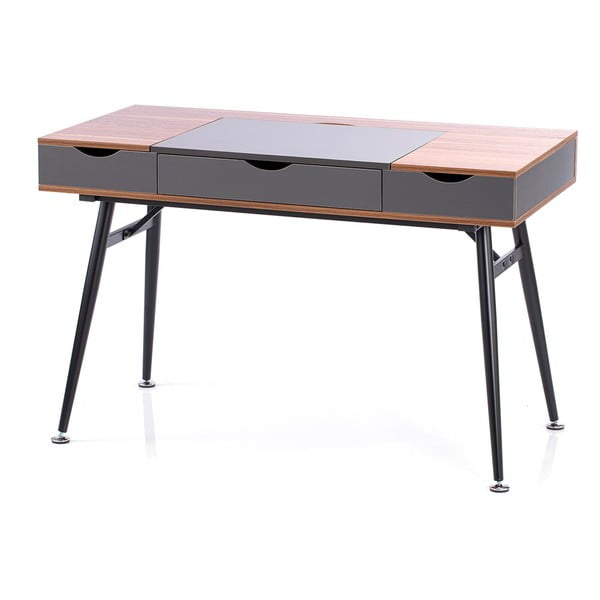 Pisalna miza z mizno ploščo v orehovem dekorju 60x120 cm Faryn – Homede