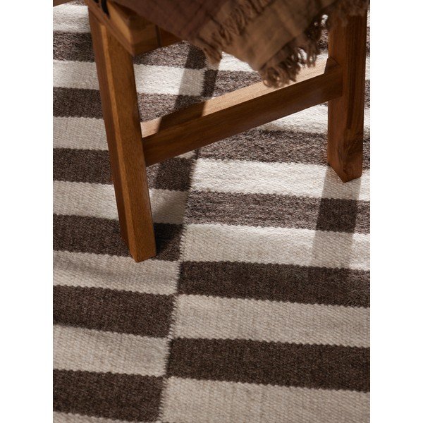 Bel/rjav obojestranski/ročno tkan volnen tekač 80x200 cm Vika – Hanse Home-image-2