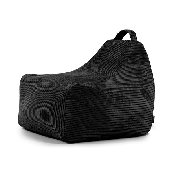 Črna otroška vreča za sedenje iz rebrastega žameta Game Amuse – SLOWDOWN