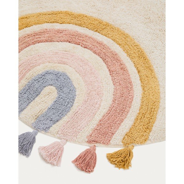 Slonokoščena pralna/ročno tkana bombažna otroška preproga ø100 cm Tadea – Kave Home-image-4