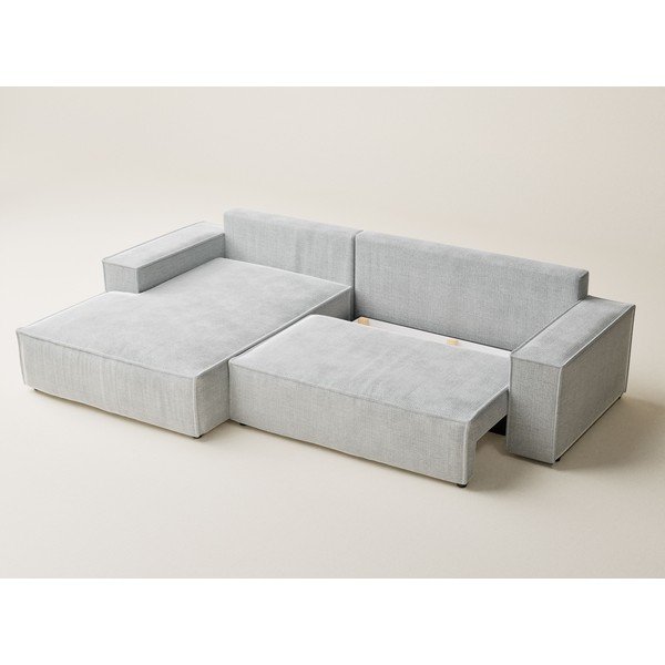 Svetlo siva raztegljiva/s prostorom za shranjevanje kotna sedežna garnitura iz šenilje (levi kot/z ležalnikom) Maze – Maison de Rêve-image-4