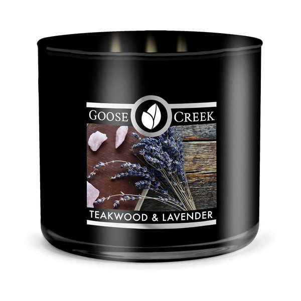 Dišeča sveča v kozarcu za moške Goose Creek Teakwood & Lavender, 35 ur gorenja