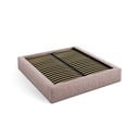 Svetlo rožnata oblazinjena zakonska postelja s prostorom za shranjevanje in z letvenim dnom 160x200 cm Simon – Micadoni 