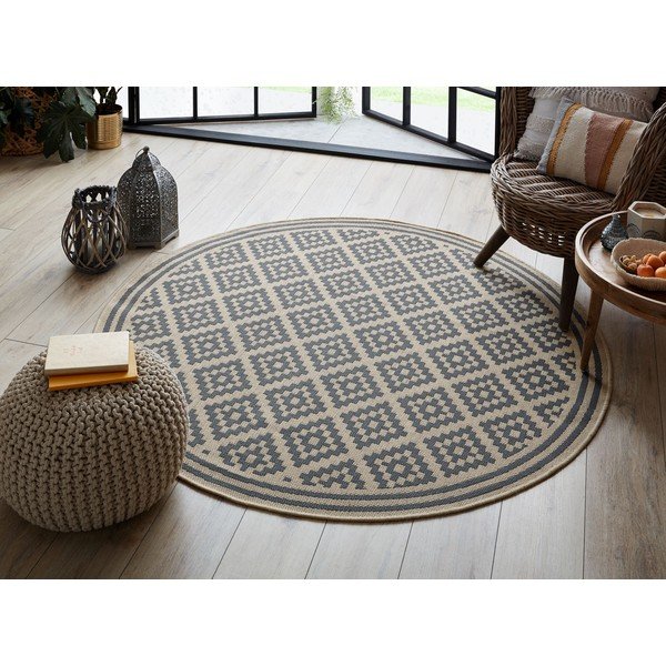 Sivo-bež okrogla zunanja preproga ø 160 cm Moretti - Flair Rugs-image-2