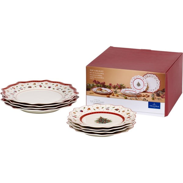 8-delni rdeče-bel porcelanasti set posode z božičnim motivom Villeroy&Boch