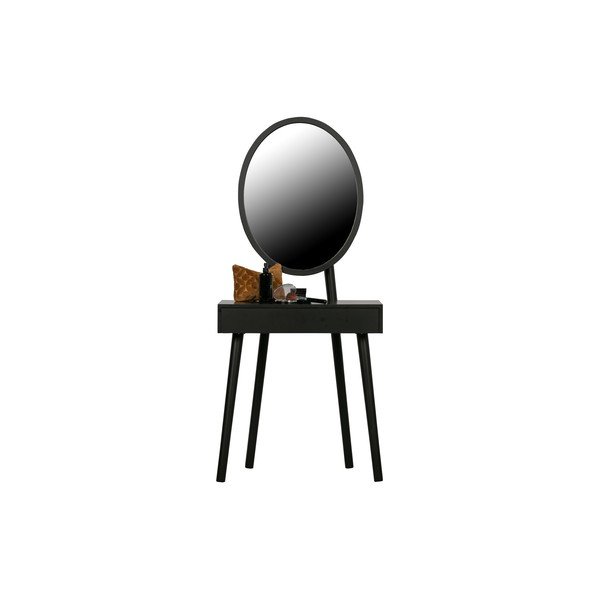 Črna toaletna mizica z nogami iz borovega lesa WOOOD Vanity-image-2