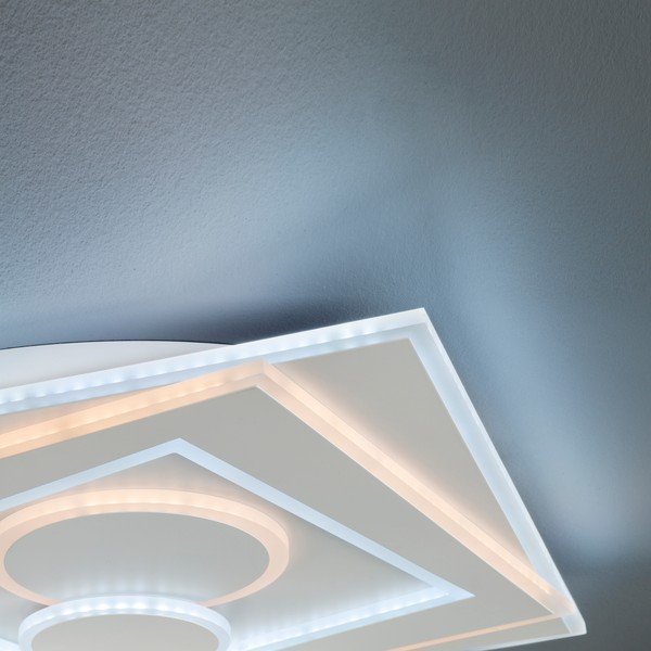 Bela kovinska LED stropna zatemnitvena svetilka z daljinskim upravljalnikom 50x50 cm Ratio – Fischer & Honsel-image-2