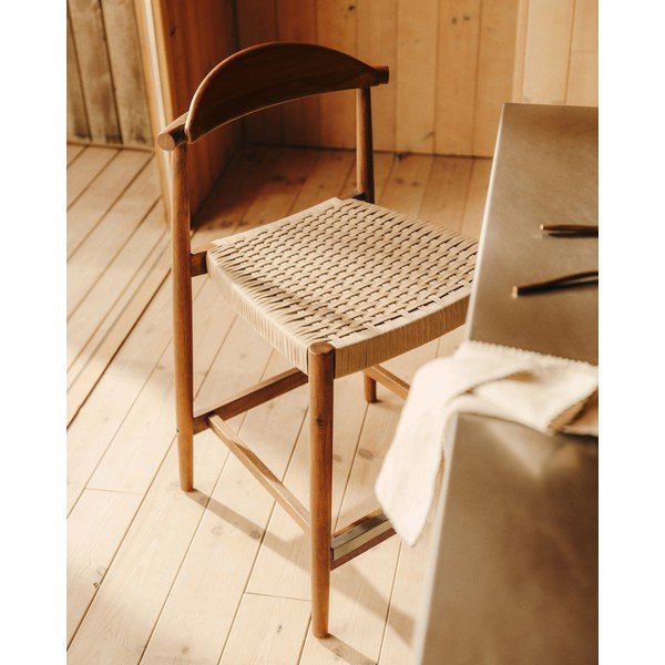 Rjav vrtni barski stol iz masivnega lesa Nina – Kave Home-image-2