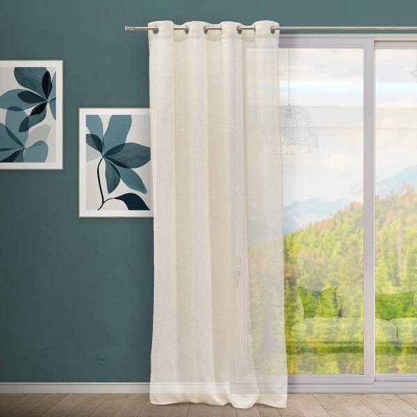 Bež prosojna zavesa iz mešanice lana 140x260 cm Fifties – Casa Selección-image-1