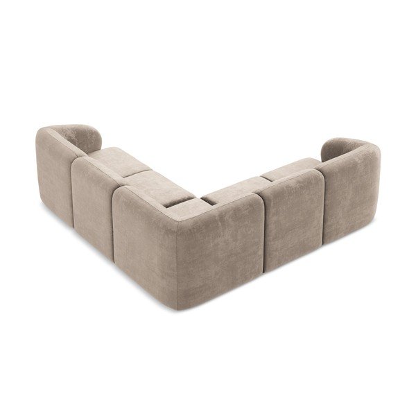 Svetlo rjava kotna sedežna garnitura iz šenilje Lani – Makamii-image-3