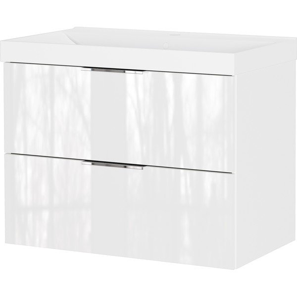 Bela stenska omarica za pod umivalnik v sijajnem dekorju 81x65 cm Celano – Germania