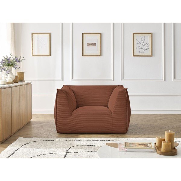 Oranžen fotelj iz rebrastega žameta Giorgia – Bobochic Paris-image-4