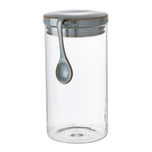 Stekleni kozarec s kamnitim pokrovom in žlico Bloomingville, 1,9 l