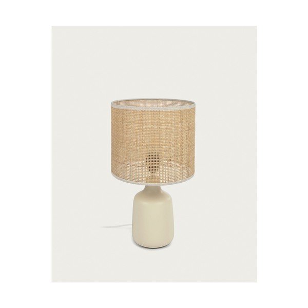 Kremno bela/naravna keramična namizna svetilka (višina 46 cm) Erna – Kave Home-image-4
