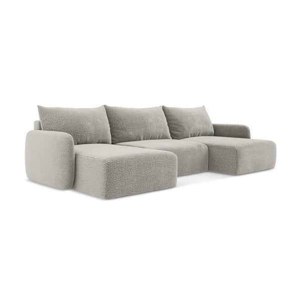 Svetlo siva raztegljiva/s prostorom za shranjevanje kotna sedežna garnitura Kalena – Makamii-image-1