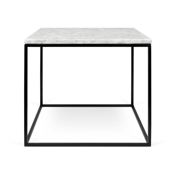 Bela marmorna mizica s črnimi nogami TemaHome Gleam, 50 x 50 cm