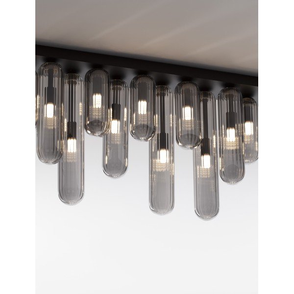 Siva steklena stropna svetilka s steklenim senčilom 10x72 cm Gustave – Nova Luce-image-4