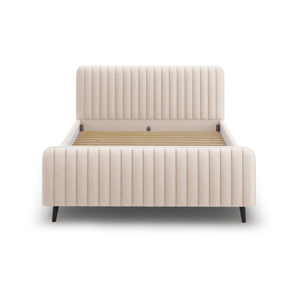 Bež oblazinjena zakonska postelja z letvenim dnom 180x200 cm Lily - Micadoni Home-image-2