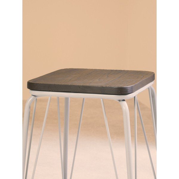 Siv/v temni naravni barvi stolček iz masivnega bresta District – Premier Housewares-image-3
