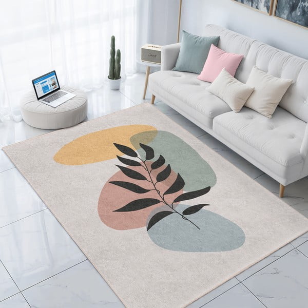 Kremno bela pralna preproga 160x230 cm Illustrated Autumn – Mila Home-image-3