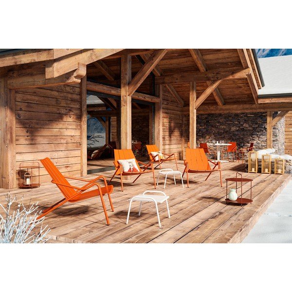 Oranžen kovinski vrtni fotelj Fleole – Ezeis-image-2