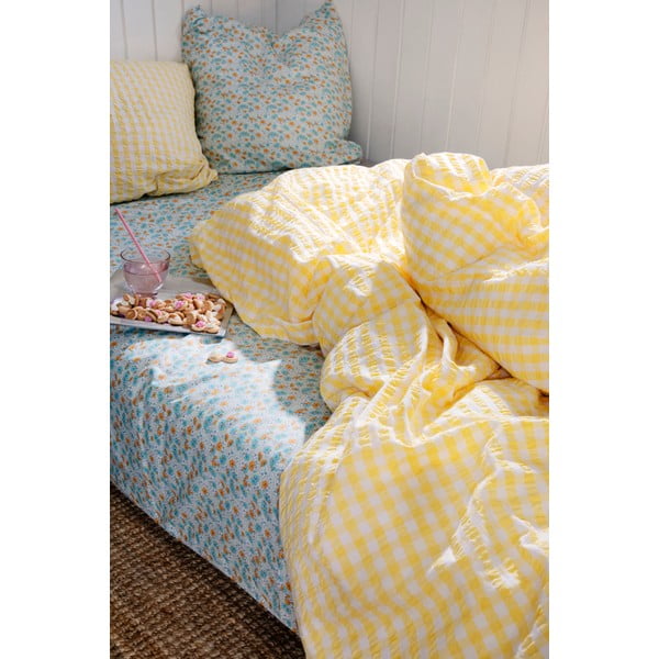 Rumena/bela posteljnina iz krepa 140x200 cm Bæk&Bølge – JUNA-image-3