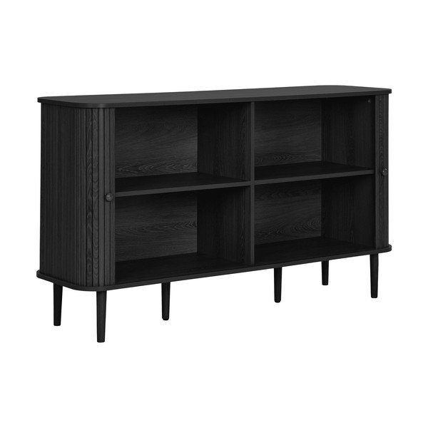 Črna komoda iz masivnega bora 140x79x40 cm Nikko – House Nordic-image-4