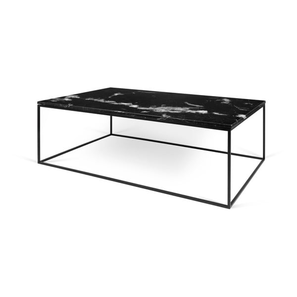 Črna marmorna mizica s črnimi nogami TemaHome Gleam, 120 x 75 cm-image-1