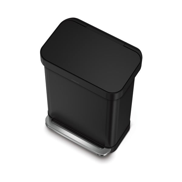 Mat črn jeklen koš za smeti s pedalom 55 l – simplehuman-image-3