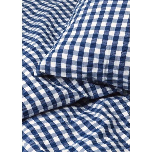 Bela/temno modra posteljnina iz krepa 140x200 cm Bæk&Bølge – JUNA-image-2