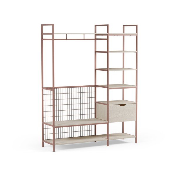 Odprta jeklena garderobna omara v barvi terakote 140x179,5x40 cm Amara – Marckeric