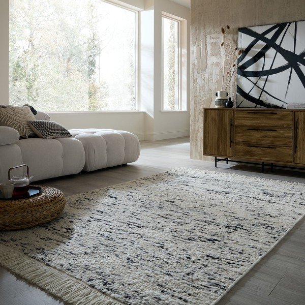 Siva/slonokoščena ročno tkana volnena preproga 160x230 cm Ellsa  – Flair Rugs-image-1