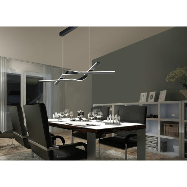 Črna LED viseča svetilka s kovinskim senčilom Cicenza – CINQUE-image-1