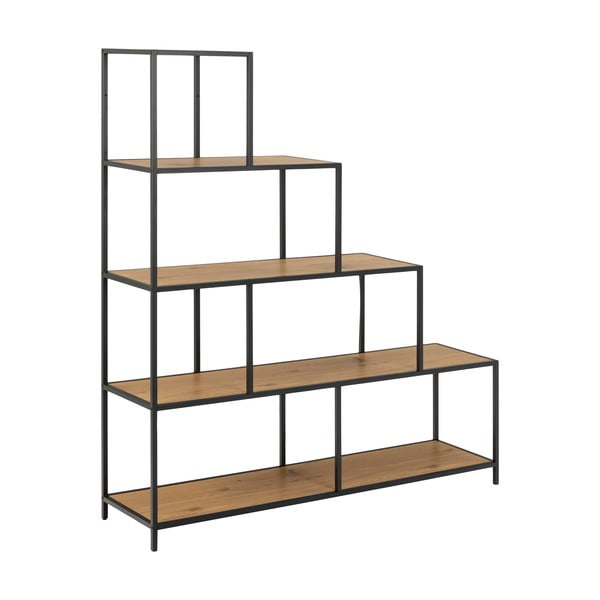 Črna knjižna omara iz hrastovega dekorja 135x150 cm Seaford - Actona-image-2