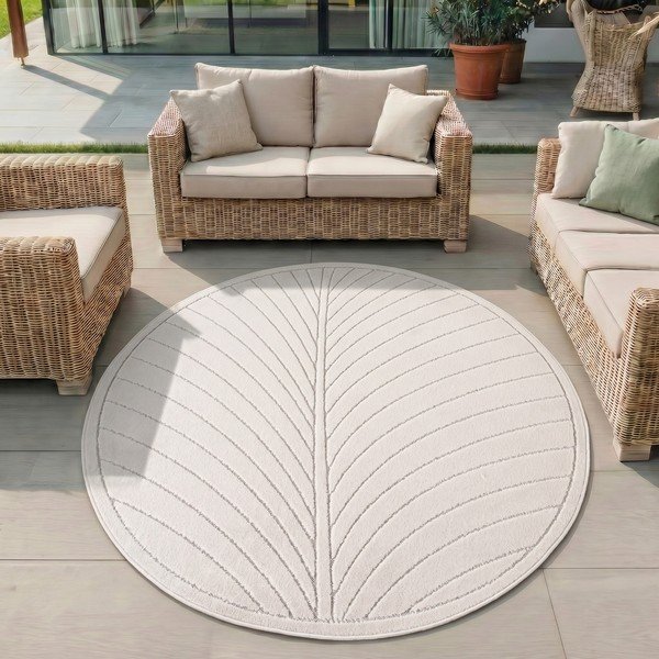 Kremno bela okrogla notranja in zunanja preproga ø 120 cm Nova 1204 – Ayyildiz Carpets-image-1